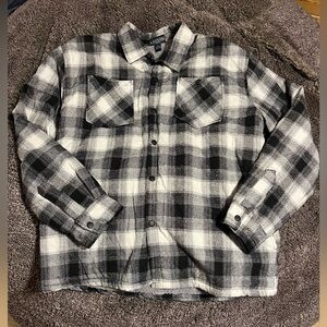NWOT Canyon Creek Black & White Plaid Button Down w/matte black snap buttons